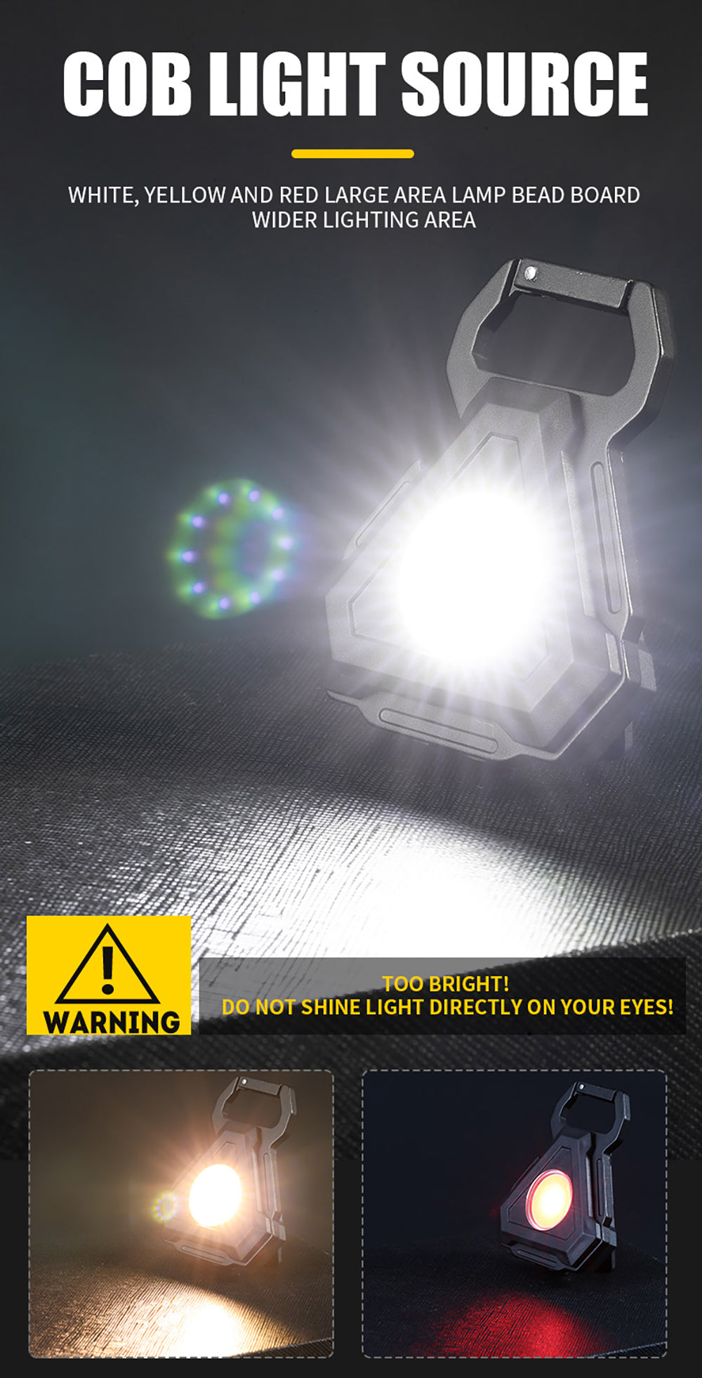 Mini-LED-Taschenlampe USB-Flaschenöffner Schlüsselanhänger | Karnz