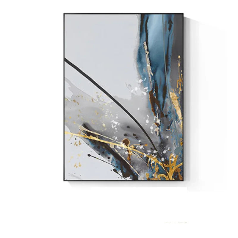 Moderne abstrakte florale Wandkunst Fine Art Leinwanddrucke blaue graue botanische Bilder für Wohnzimmer Schlafzimmer Wandkunst Dekor