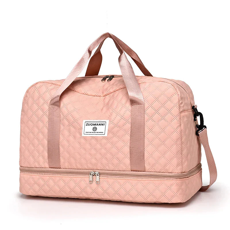 Karnz | Raumio TravelFlex Leichte Reisetasche mit Rautenmuster | Große Sport- & Wochenendtasche mit Schuhfach & Nassfach | Handgepäcktauglich & faltbar