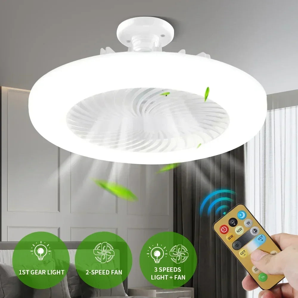 Upgrade Ihr Wohnraum mit dem Smart Remote Control Deckenventilator - LED-Beleuchtung und E27 Converter Basis inklusive für ultimativen Komfort | Karnz
