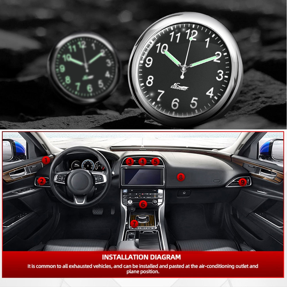 Karnz | Aufklebbare Auto Armaturenbrett Leuchtende Uhr