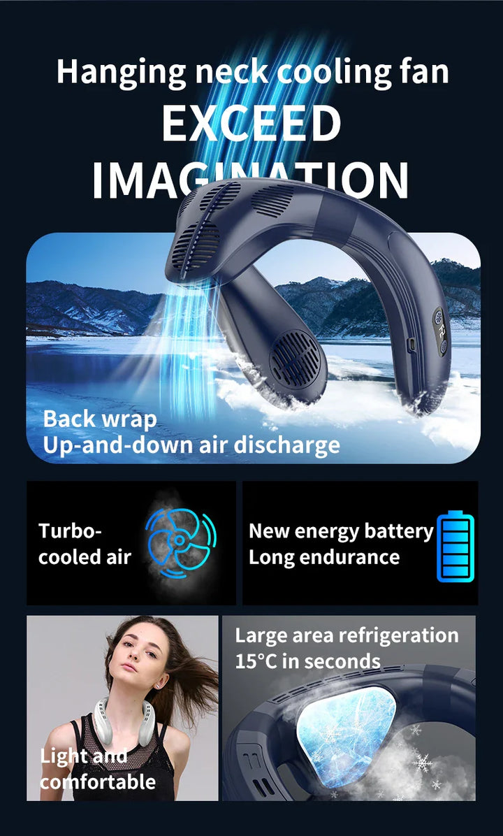 Tragbarer Halsventilator 5200mAh – Wiederaufladbarer tragbarer Halbleiter-Kühlventilator, persönlicher tragbarer Halsklimaanlage | Karnz