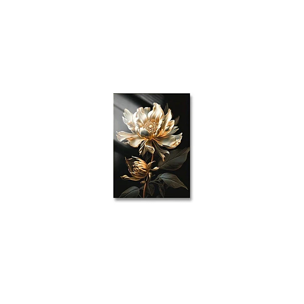 Schwarze Goldene Florale Wandkunst Feine Kunst Leinwanddrucke Moderne Botanische Bilder Für Wohnzimmer Schlafzimmer Leichte Luxus Wohnkultur