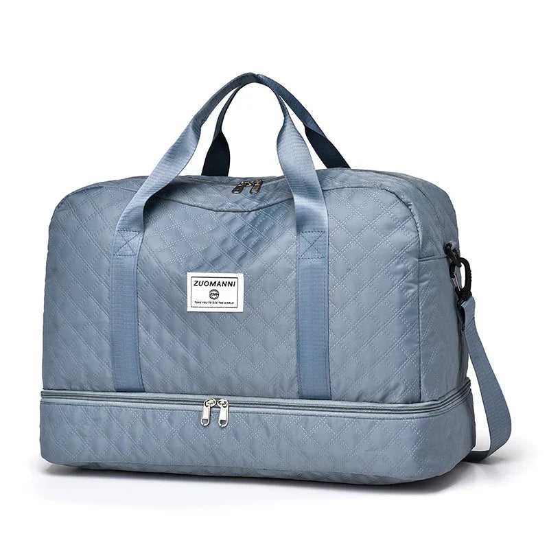 Karnz | Raumio TravelFlex Leichte Reisetasche mit Rautenmuster | Große Sport- & Wochenendtasche mit Schuhfach & Nassfach | Handgepäcktauglich & faltbar