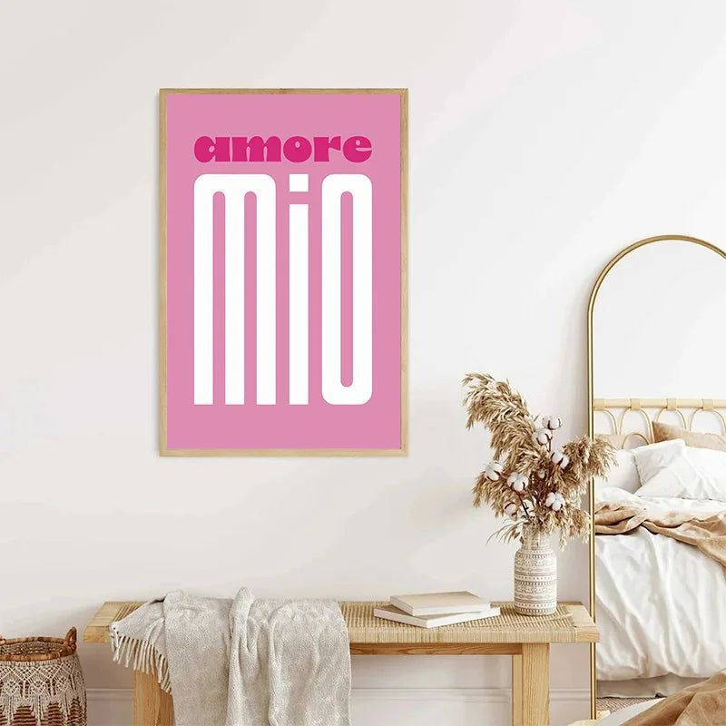 Pink Retro Liebe Zitat Wandkunst Feine Kunst Leinwanddrucke Typografische Bilder Für Schlafzimmer Wohnzimmer Hotelzimmer Modernes Apartment Wandkunst Dekor | Karnz