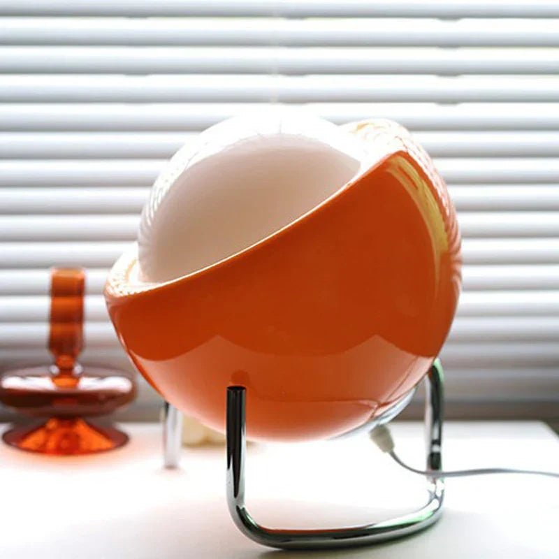 Karnz | Aurivio Tischlampe | Glas & Edelstahl | Retro-Nordic Design | LED Nachtlicht Beige/Orange | Ø21×H25 cm