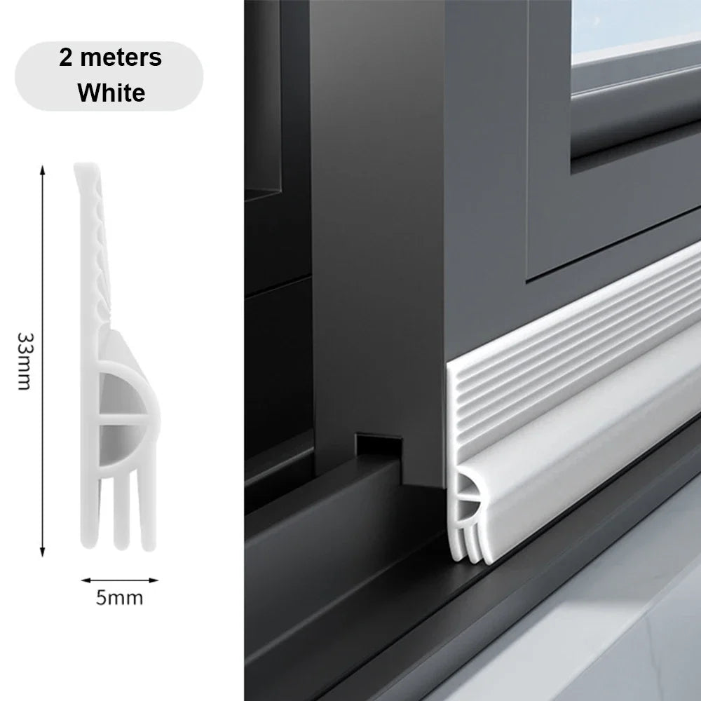 ThermoBlock Türdichtung | PVC-Zugluftstopper | Schallschutz | 2 m zuschneidbar