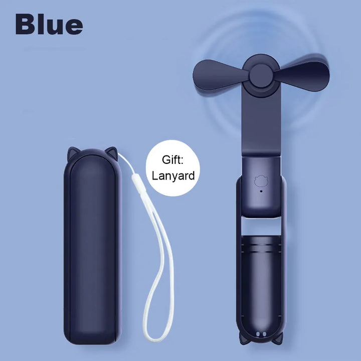 Tragbarer Mini-Handventilator – Wiederaufladbarer faltbarer Taschenventilator mit Batterie, kühlender Handventilator und Powerbank-Funktion | Karnz