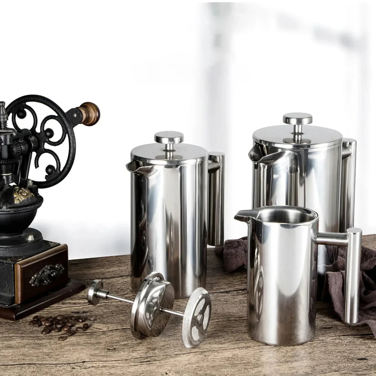 French-Press-Kaffeebereiter aus Edelstahl