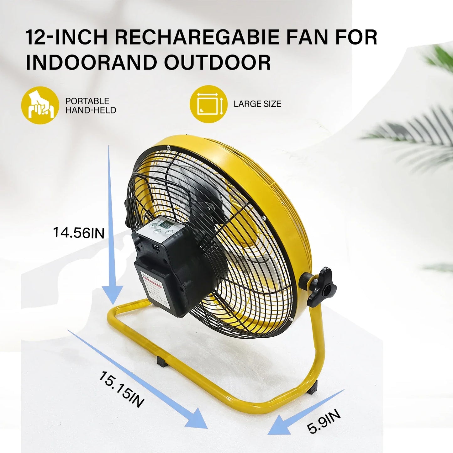 214-Zoll Tragbarer Wiederaufladbarer Tischventilator – Solar- und AC-betriebene Dual-Input für Zuhause, Camping und Angeln | Karnz