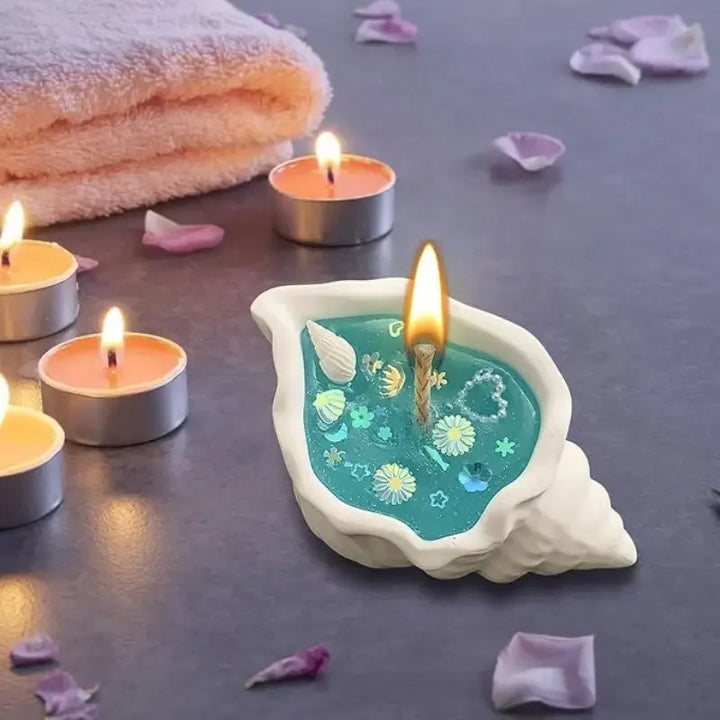 Handgefertigte Meeresmuschel-Seestern-Aromatherapiekerze | Karnz