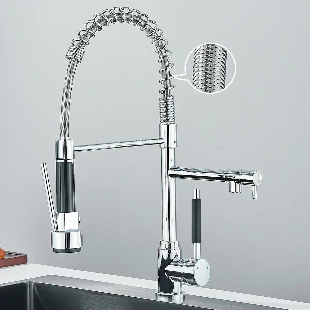 Wasserhahn mit Doppeltem Auslauf – Hochwertiger Wasserhahn für Flexibles Spülen, Schwenkbar, Ideal für Moderne Küchen, Leicht zu Reinigen und Einfache Montage | Karnz