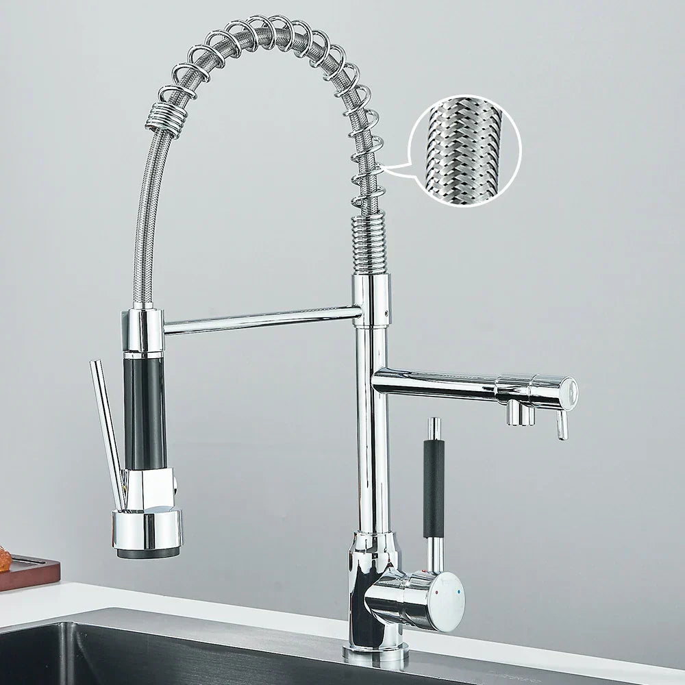 Wasserhahn mit Doppeltem Auslauf – Hochwertiger Wasserhahn für Flexibles Spülen, Schwenkbar, Ideal für Moderne Küchen, Leicht zu Reinigen und Einfache Montage | Karnz