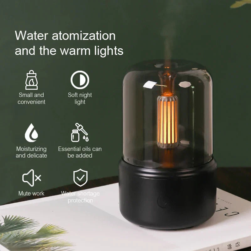 Retro-Aroma-Diffusor mit Nachtlicht – USB-Luftbefeuchter für ätherische Öle für Zuhause und Büro
