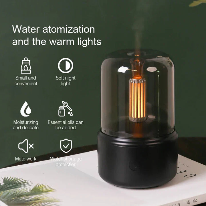 Retro-Aroma-Diffusor mit Nachtlicht – USB-Luftbefeuchter für ätherische Öle für Zuhause und Büro