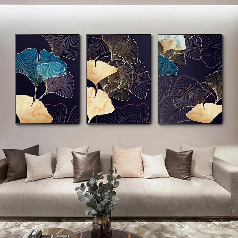 Abstrakte Botanische Tropische Blaue Aubergine Florale Wandkunst Feine Kunst Leinwanddrucke Bilder Für Wohnzimmer Schlafzimmer Hotelzimmer Dekor | Karnz