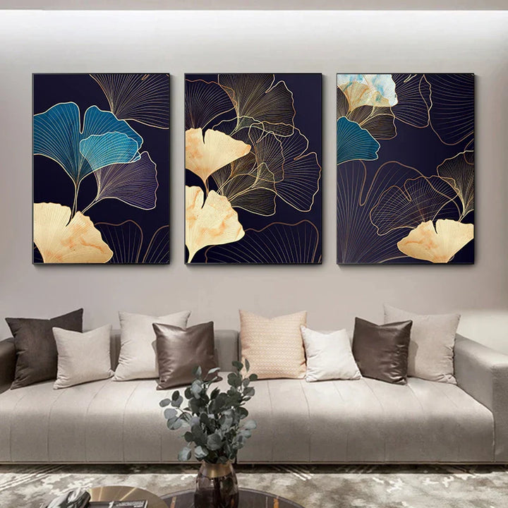Abstrakte Botanische Tropische Blaue Aubergine Florale Wandkunst Feine Kunst Leinwanddrucke Bilder Für Wohnzimmer Schlafzimmer Hotelzimmer Dekor | Karnz