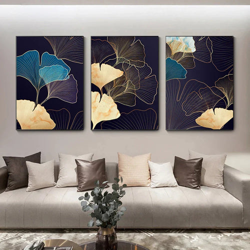 Abstrakte Botanische Tropische Blaue Aubergine Florale Wandkunst Feine Kunst Leinwanddrucke Bilder Für Wohnzimmer Schlafzimmer Hotelzimmer Dekor | Karnz