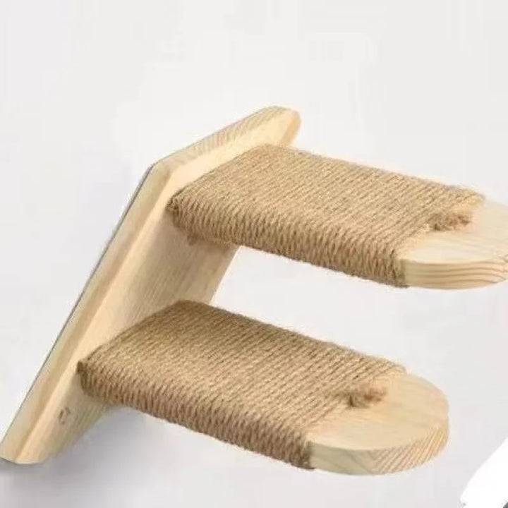 Katzenkletterleiter zur Wandmontage aus Holz mit Sisal Karnz