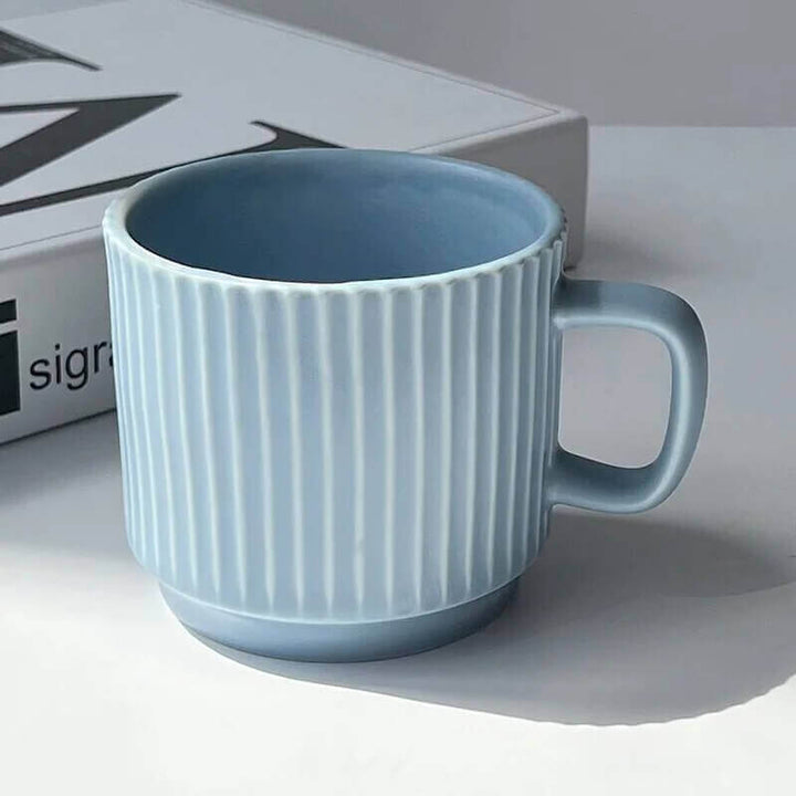 Nordisch inspiriert gerippte Keramiktasse für Kaffee- und Teeliebhaber
