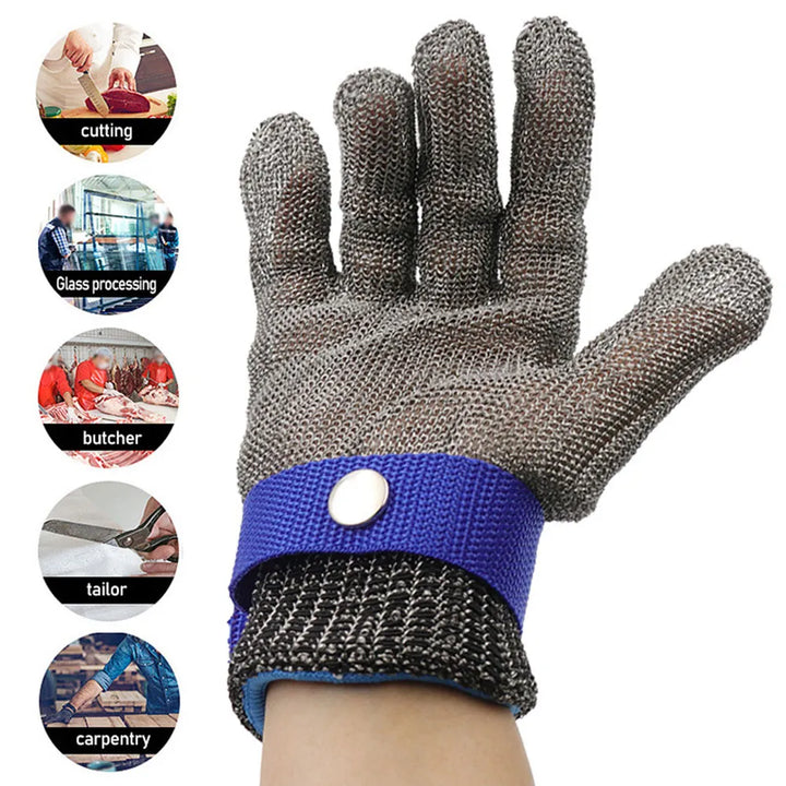 Edelstahl schnittfeste Handschuhe - Anti-Schnitt, Drahtmetallgewebe Handsschutz für Schlachtung, Gartenarbeit und Arbeitssicherheit