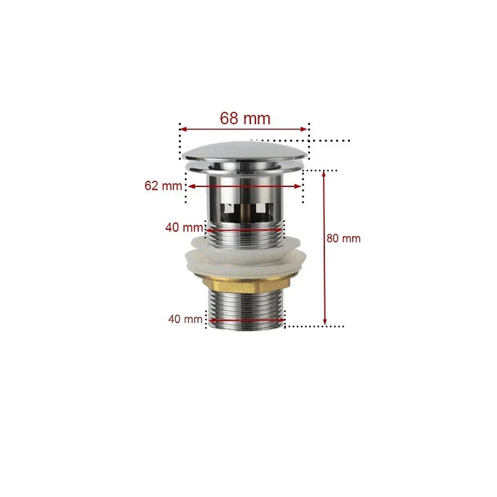 Ablaufschraube mit Push-Down-Popup – Messing | 11 Farben | Mit oder ohne Überlauf Karnz
