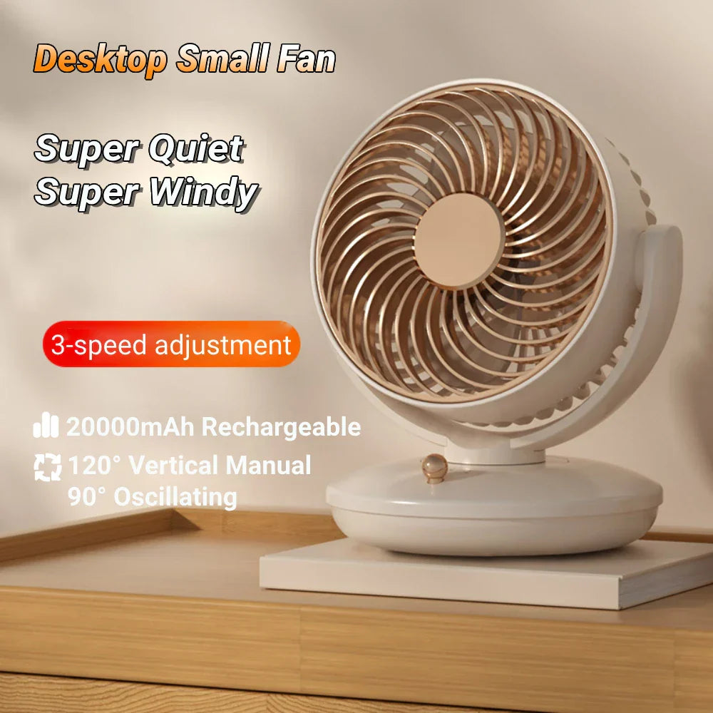 Karnz | BreezeLoop Tischventilator mit 360° Rotation | USB Ventilator mit 3 Geschwindigkeiten & Batterie | Leise & Kompakt | Für Büro, Schlafzimmer & Zuhause