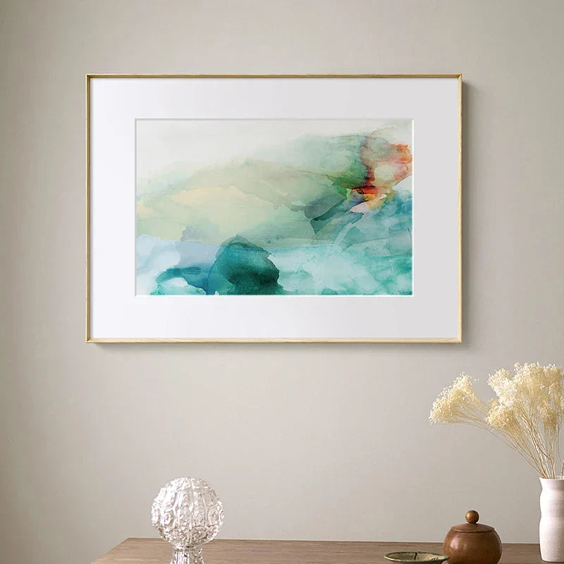 Ethereal Whispers Teal Emerald Aquamarin Abstrakte Wandkunst Fine Art Leinwanddrucke Nordische Bilder Für Moderne Wohnung Wohnzimmer Dekor | Karnz