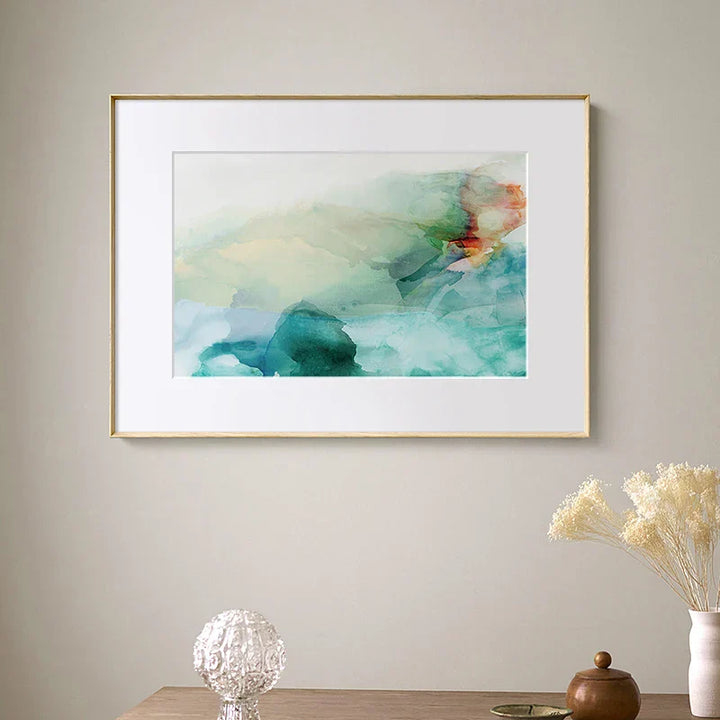 Ethereal Whispers Teal Emerald Aquamarin Abstrakte Wandkunst Fine Art Leinwanddrucke Nordische Bilder Für Moderne Wohnung Wohnzimmer Dekor | Karnz