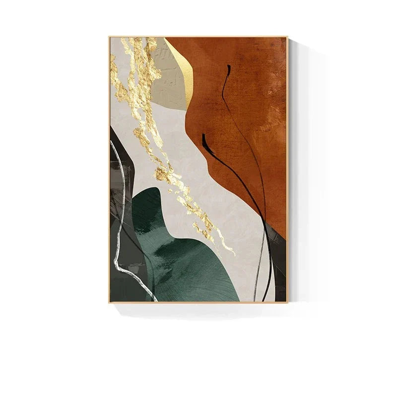 Erdige Farben Nordisch Abstrakte Geometrische Wandkunst Fein Kunst Leinwand Drucke Grün Braun Beige Orange Bilder Für Wohnzimmer Esszimmer Dekor | Karnz