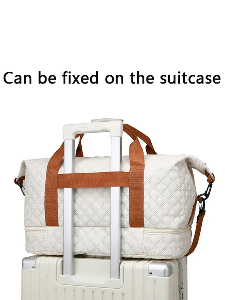 Karnz | Travessia Reisetasche mit Schuhfach | Große Kapazität & Rautenmuster | Nylon Wochenendtasche für Sport, Kurzreisen & den Alltag