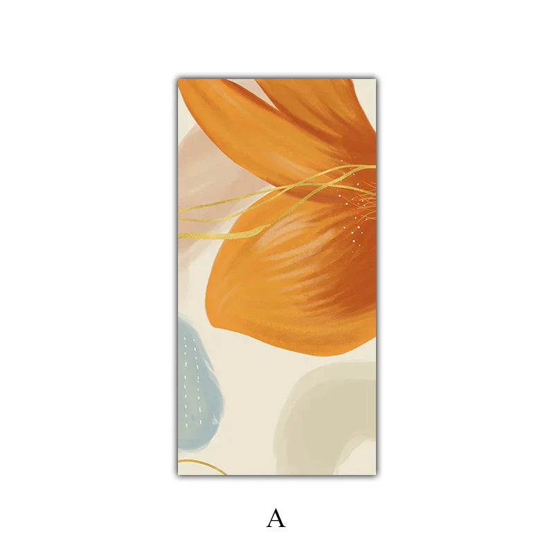 Große florale bunte abstrakte Wandkunst Fine Art Leinwanddrucke orange-gelbe Blütenposter Bilder für das Wohnzimmer Wohnkultur | Karnz