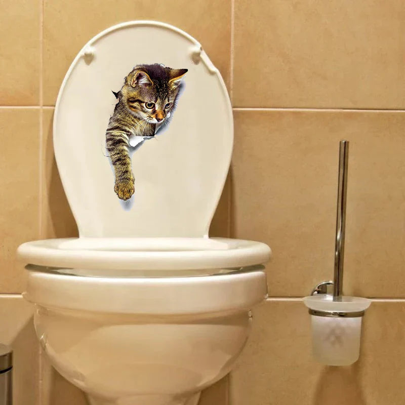 3D Toiletten schutz Katze Aufkleber | Karnz