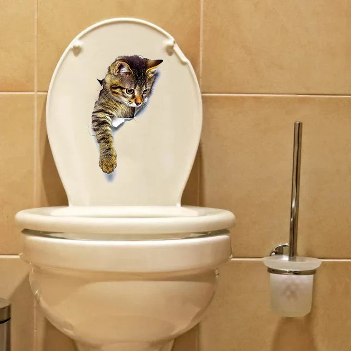 3D Toiletten schutz Katze Aufkleber | Karnz