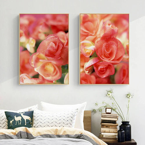 Rosa rote Rosen florale Wandkunst Feine Kunst Leinwanddrucke Moderne botanische Poster Bilder für Wohnzimmer, Schlafzimmer Kunst Dekor | Karnz