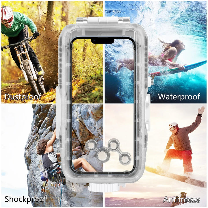 Wasserdichte Taucherhülle für iPhone mit 40 m Tiefenschutz und Touch-Steuerung – AquaShield