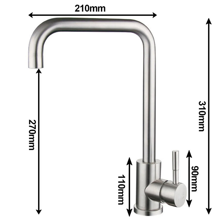 Wasserhahn aus Edelstahl – Hochwertiger, Rostfreier Wasserhahn mit Schwenkbarem Auslauf, Langlebig und Einfach zu Reinigen, Ideal für Moderne Küchen | Karnz