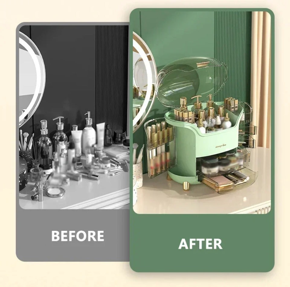 Luxuriöser transparenter Makeup-Organizer mit rotierenden Türen und Schubladen | Karnz