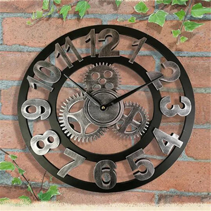 Große Vintage Wanduhr im europäischen Holzdesign – Dekorative Uhr mit römischen Ziffern | Karnz