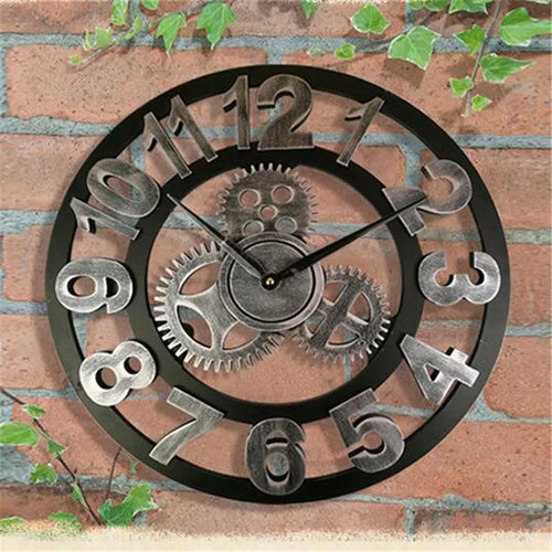 Große Vintage Wanduhr im europäischen Holzdesign – Dekorative Uhr mit römischen Ziffern | Karnz