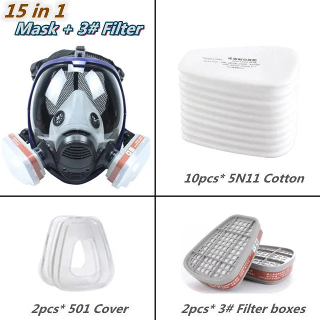 Vollgesichts-Atemschutzmaske mit Antibeschlaglinse und Industriegasfiltern