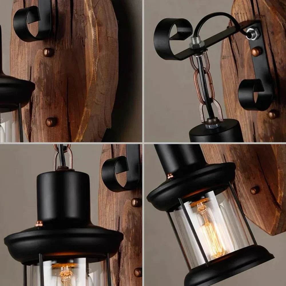 Retro-Laternenlampe, industrielle Laternen-Wandleuchte