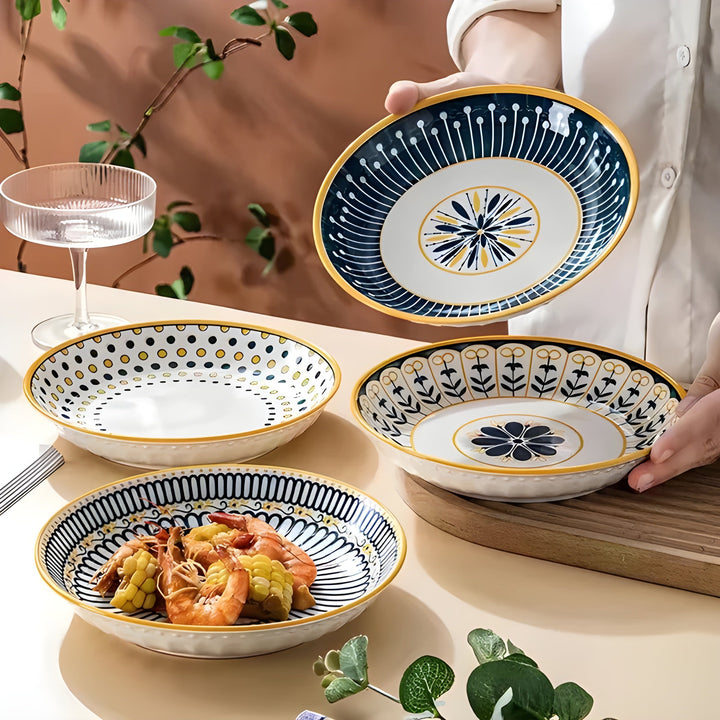 Porzellan Teller Set Handgemalt – Elegant und Dekorativ | Perfekt für den Alltag und besondere Anlässe | Karnz