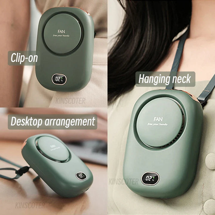 Tragbarer Hängender Nackenventilator – Mini bladeless Kühl-Waist-Ventilator, USB wiederaufladbar für Outdoor-Sport und Reisen | Karnz