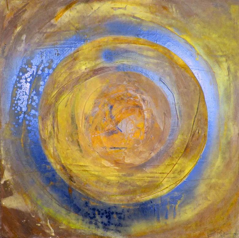Blaue Goldene Wirbel Kreiss Wandkunst Feine Kunst Leinwanddrucke quadratisches Format Abstrakte Bilder für Wohnzimmer Schlafzimmer Home Office Kunst Dekor | Karnz