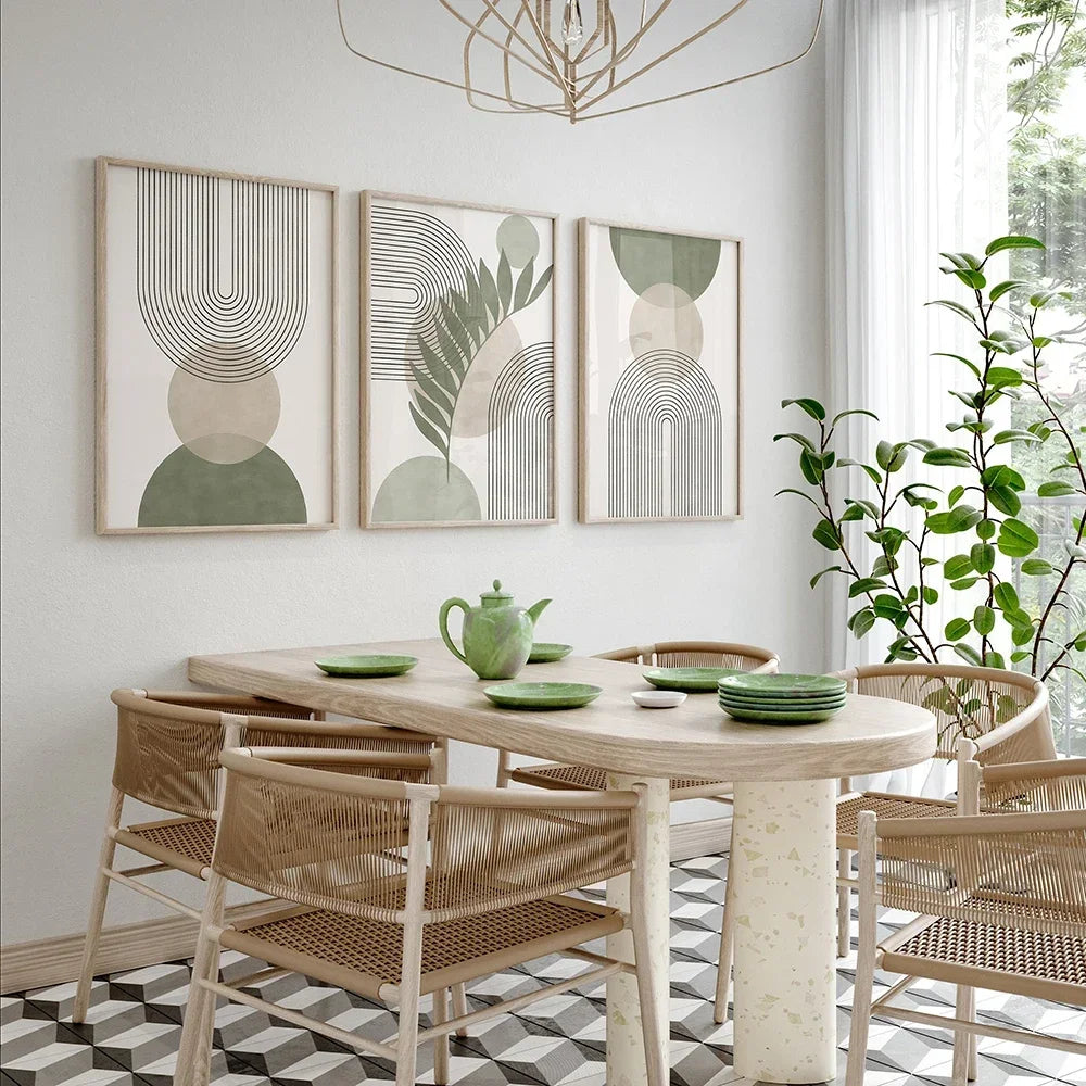 Salbeigrün Beige Minimalistische Abstrakte Botanische Wandkunst Feine Kunst Leinwanddrucke Bilder Für Wohnzimmer Esszimmer Nordische Wohnkultur | Karnz