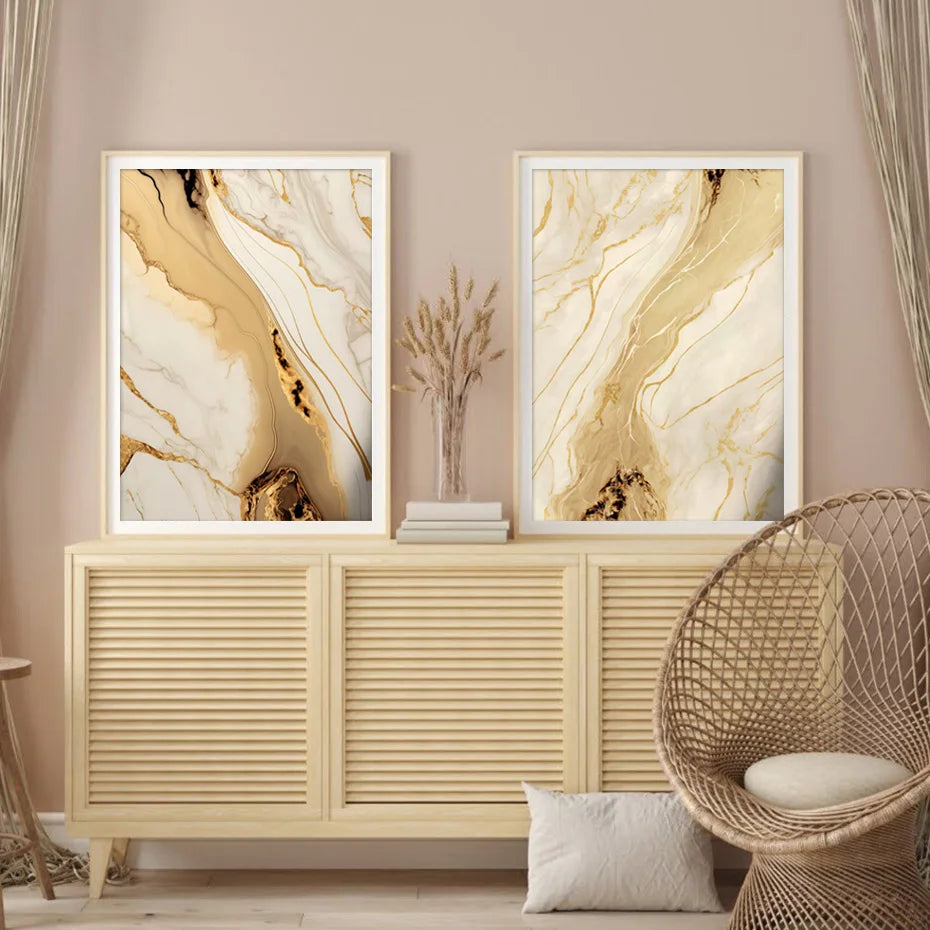 Moderne abstrakte schwarze beige goldene flüssige Marmorprint-Wandkunst Fine Art Leinwanddrucke Bilder für Wohnzimmer Schlafzimmer Kunst Dekor | Karnz