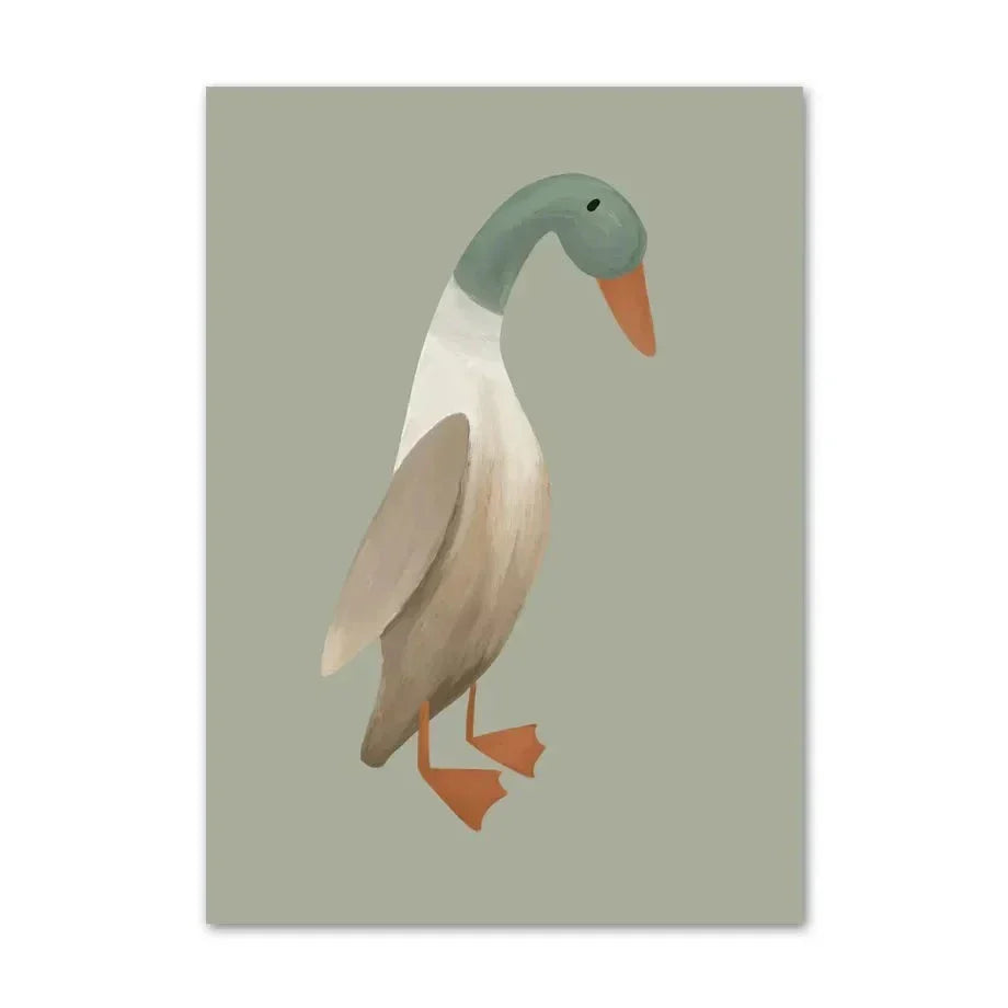 Niedliche Baby Tiere Kinderzimmer Wandkunst Illustrationen Fine Art Leinwanddrucke Gänse Maus Löwe Eisbär Poster Bilder für das Kinderzimmer Wanddekoration | Karnz