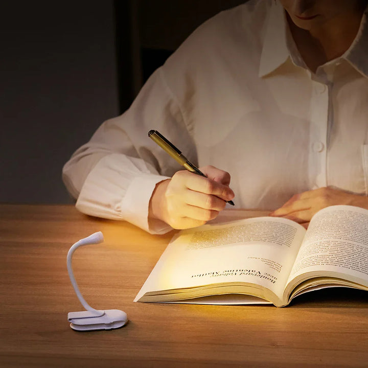 Mini Buchlicht - Tragbares Clip-On Nachtlicht mit USB-Ladung, dimmbares LED für Schlafzimmer, Augenschutz und Camping - 360° Flip Clip Buchlampe