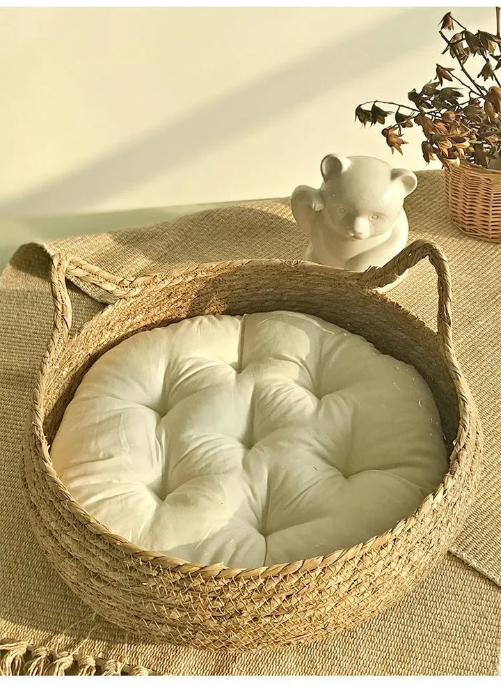 Rattan-Katzenbett handgewebt & waschbar Karnz